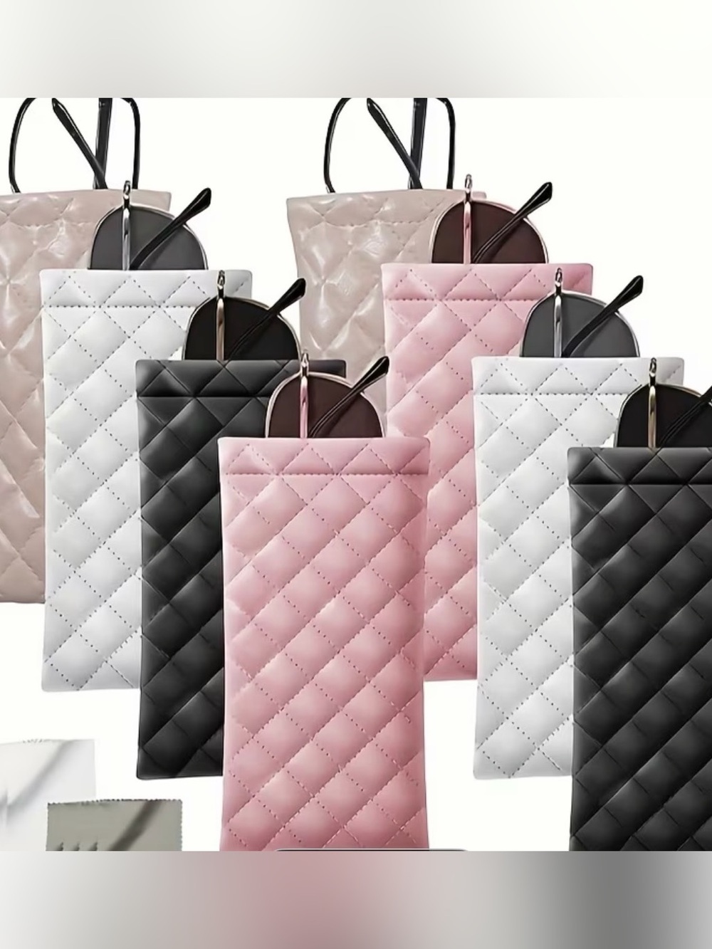 Quilted Sunglasses/Eyeglasses Clutch - Pink, Black, White, Beige.